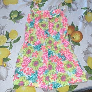Extremely Me Bright Yellow, Green & Pink Romper sz Youth 10 EUC